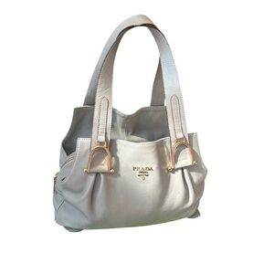 Grey leather Prada shoulder bag